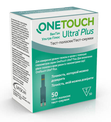 OneTouch Ultra Plus Тест-смужки для визначення рівня глюкози у крові 50 шт
