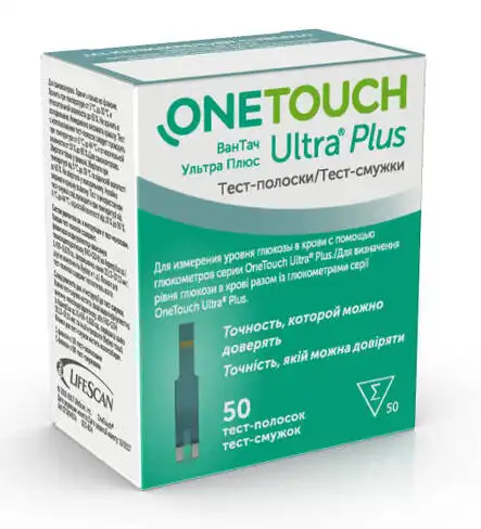 OneTouch Ultra Plus Тест-смужки для визначення рівня глюкози у крові 50 шт