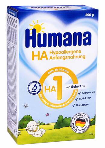 Humana 1 HA Молочна суміш гіпоалергенна з LC Пуфа 500 г 1 коробка
