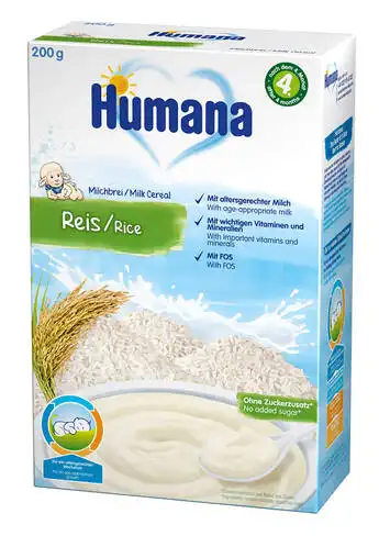 Humana Каша молочна рисова від 6 місяців 200 г 1 коробка
