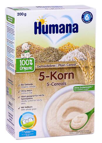 Humana Каша безмолочна органічна 5 злаків від 6 місяців 200 г 1 коробка