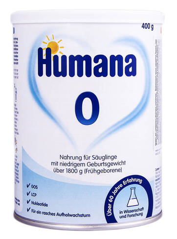 Humana 0 Молочна суміш з LC Пуфа пребіотиками та нуклеотидами для недоношених дітей 400 г 1 банка