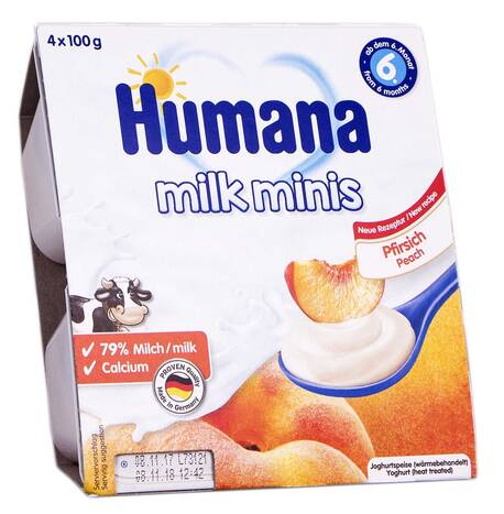 Humana Йогурт з персиком від 6 місяців 4х100 г 1 набір loading=