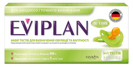 Eviplan Тести для визначення овуляції 5+1 тест-смужка для визначення вагітності Evitest 1 набір