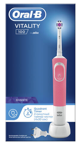 Oral-B Braun Vitality D100 PRO 3D White Pink Зубна щітка електрична 1 шт