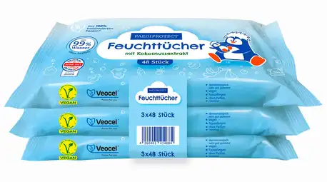 Paediprotect Серветки вологі дитячі для чутливої шкіри 3х48 1 набір