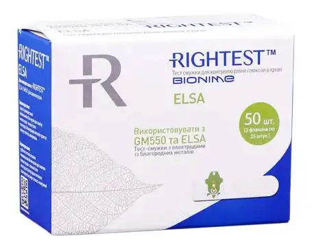 Bionime Rightest ELSA Тест-смужки для контролю рівня глюкози в крові 50 шт