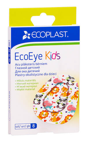 Ecoplast EcoEye Kids Лейкопластирі очні для дітей 5,7 см x 7,2 см 8 шт