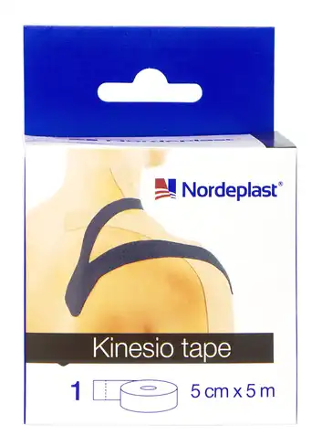 Nordeplast Пластир медичний кінезіо тейп 5 м х 5 см чорний 1 шт