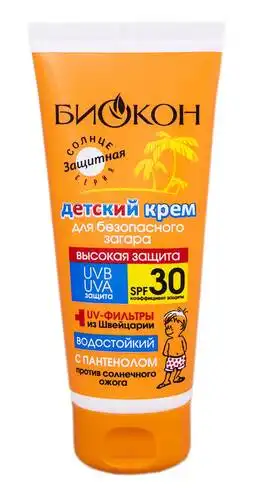 Біокон Крем дитячий для безпечної засмаги з пантенолом SPF-30 90 мл 1 туба