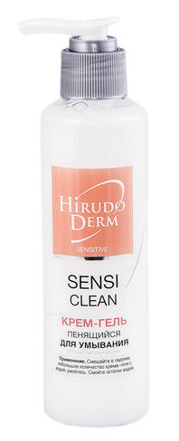 Hirudo Derm Sensitive Sensi Clean Крем-гель для вмивання, що піниться для чутливої шкіри 180 мл 1 флакон loading=