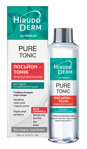 Hirudo Derm Oil Problem Pure Tonic Лосьйон-тонік очищувальний для жирної та комбінованої шкіри 180 мл 1 флакон