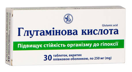 Глутамінова кислота таблетки 250 мг 30 шт