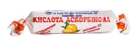 Аскорбінова кислота з цукром апельсиновий смак таблетки 25 мг 10 шт