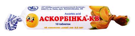 Аскорбінка-КВ зі смаком дині таблетки 25 мг 10 шт