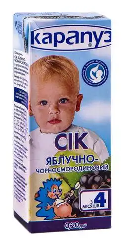 Карапуз Сік яблуко чорна смородина від 4 місяців 200 мл 1 пакет