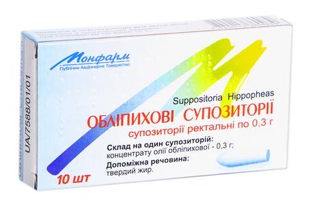 Обліпихові супозиторії ректальні 0,5 мг 10 шт