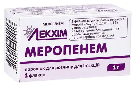 Меропенем порошок для ін'єкцій 1 г 1 флакон