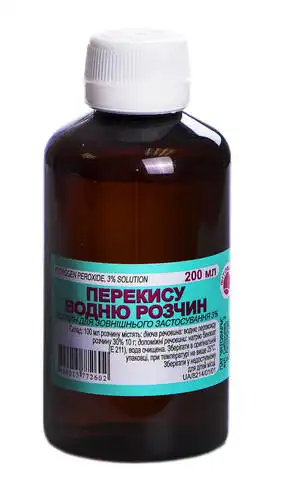 Перекис водню розчин зовнішній 3 % 200 мл 1 флакон