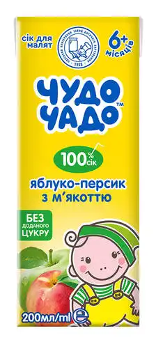 Чудо-Чадо Сік яблуко-персик з м'якоттю з 4 місяців 200 мл 1 пакет