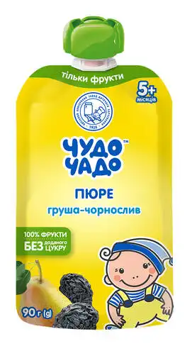 Чудо-Чадо Пюре Груша-чорнослив без цукру з 5 місяців 90 г 1 пауч