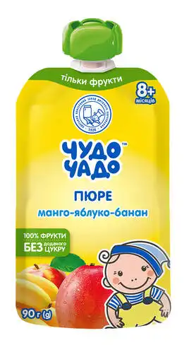 Чудо-Чадо Пюре манго-яблуко-банан без цукру з 8 місяців 90 г 1 пауч