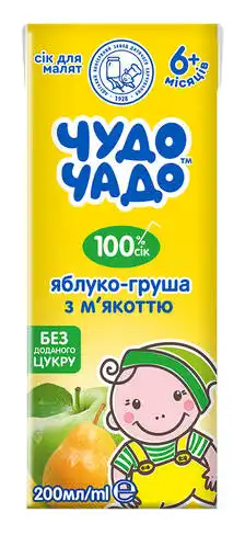 Чудо-Чадо Сік яблуко-груша з м'якоттю з 6 місяців 200 мл 1 пакет