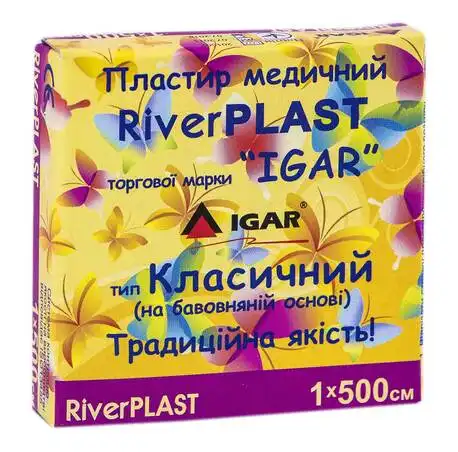 Igar RiverPlast Пластир медичний бавовняній основі 1х500 см 1 шт