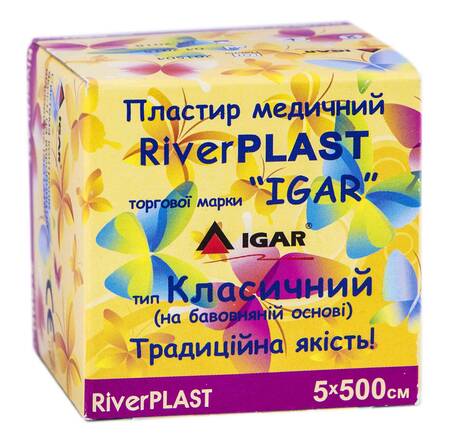 Igar RiverPlast Пластир медичний на бавовняній основі  5х500 см 1 шт