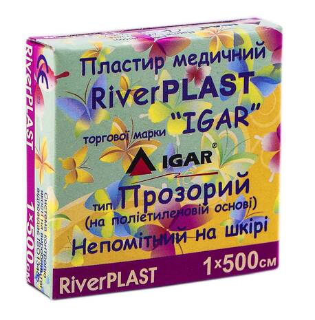 Igar RiverPlast Пластир медичний прозорий на поліетиленовій основі 1х500 см 1 шт