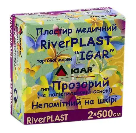 Igar RiverPlast Пластир медичний прозорий на поліетиленовій основі 2х500 см 1 шт