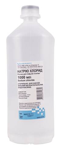 Натрію хлорид розчин для інфузій 9 мг/мл 1 000 мл 1 флакон loading=