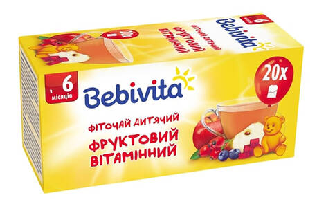 Bebivita Фіточай дитячий фруктовий вітамінний з 6 місяців 1,5 г 20 шт