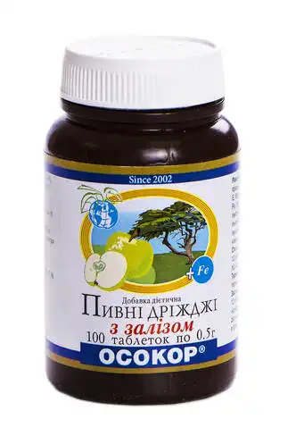 Осокор Пивні Дріжджі з залізом таблетки 0,5 г 100 шт