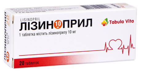 Лізиноприл Tabula Vita таблетки 10 мг 20 шт