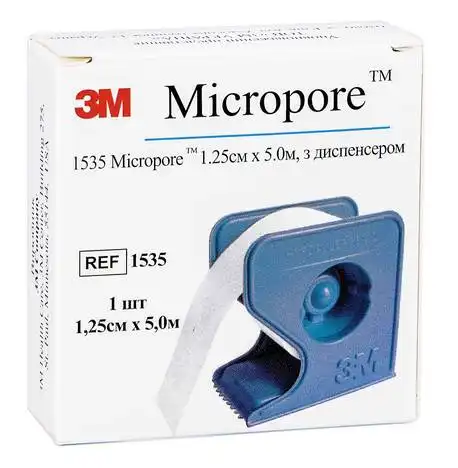 3M Micropore Пластир хірургічний нетканний гіпоалергенний 1.25 см х 5 м з диспансером 1 шт