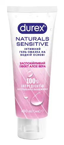 Durex Naturals Sensitive Інтимний гель-змазка заспокійливий ефект алое вера 100 мл 1 туба