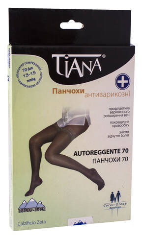 Tiana 830 Панчохи ативарикозні компресія 13-15 мм рт.ст. 70 Den розмір 6 чорний 1 пара