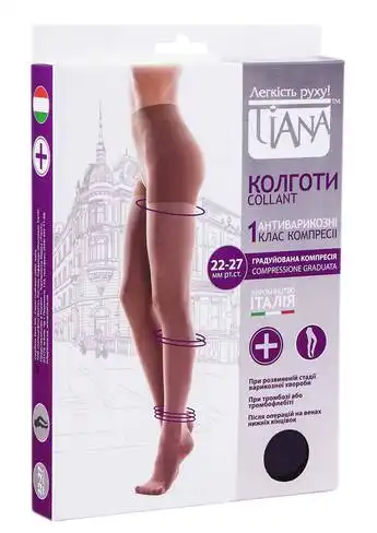 Tiana 880 Колготи антиварикозні компресія 22-27 мм рт.ст. 280 Den розмір 2 чорний 1 шт