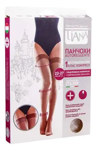 Tiana 900 Панчохи ативарикозні компресія 22-27 мм рт.ст. 280 Den розмір 2 чорний 1 пара
