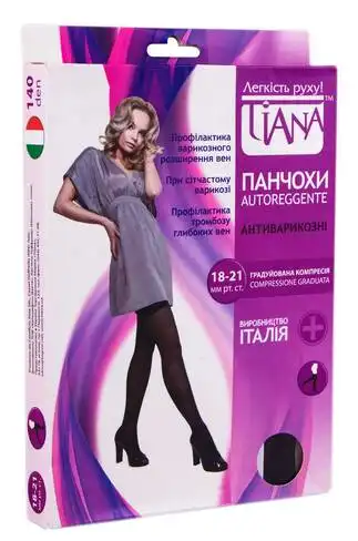 Tiana 838 Панчохи антиварикозні компресія 18-21 мм рт.ст. 140 Den розмір 5 чорний 1 пара