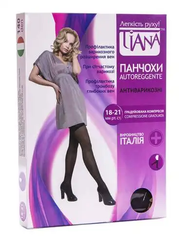 Tiana 838 Панчохи антиварикозні компресія 18-21 мм рт.ст. 140 Den розмір 6 чорний 1 пара