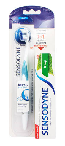 Sensodyne зубна щітка Відновлення та захист м’яка + зубна паста з фтором 50 мл 1 набір