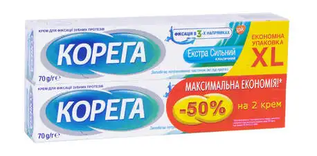 Корега Крем для фіксації зубних протезів Екстра сильний 2х70 г 1 набір