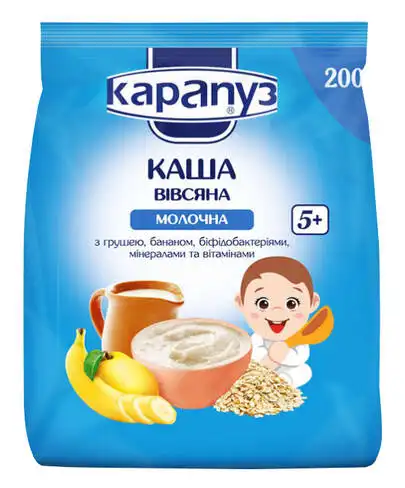 Карапуз Каша молочна вівсяна груша банан з 5 місяців 250 г 1 коробка