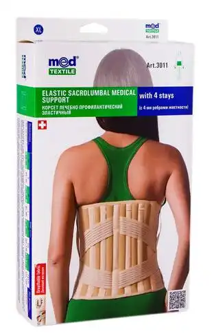 MedTextile 3011 Корсет лікувально-профілактичний еластичний з 4-ма ребрами розмір XL 1 шт