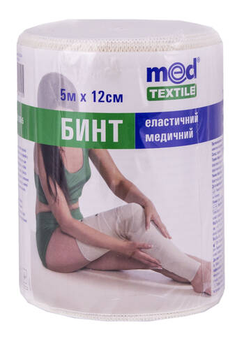 MedTextile Бинт медичний еластичний середньої розтяжності 12 см x 5 м 1 шт