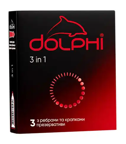 Dolphi Презервативи 3 in 1 з ребрами та крапками 3 шт