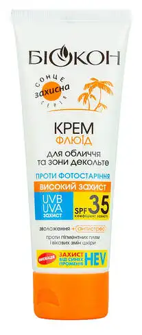 Біокон Крем-флюїд для обличчя та зони декольте проти фотостаріння SPF35 75 мл 1 туба