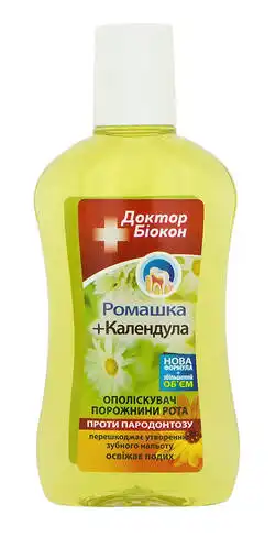 Доктор Біокон Ополіскувач для ротової порожнини проти парадонтозу Ромашка + календула 250 мл 1 флакон